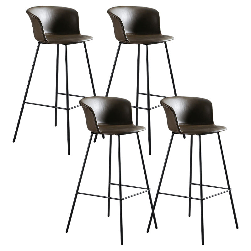 Modern Bucket Low Back Counter Chair Faux Leather Counter Bar Stool for Dining Room