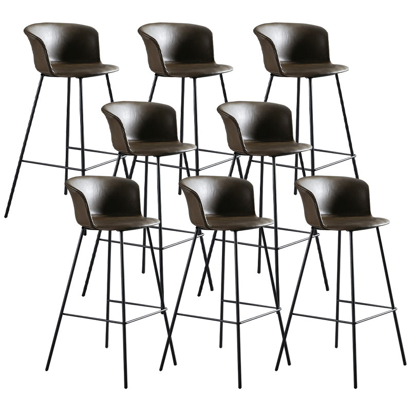 Modern Bucket Low Back Counter Chair Faux Leather Counter Bar Stool for Dining Room