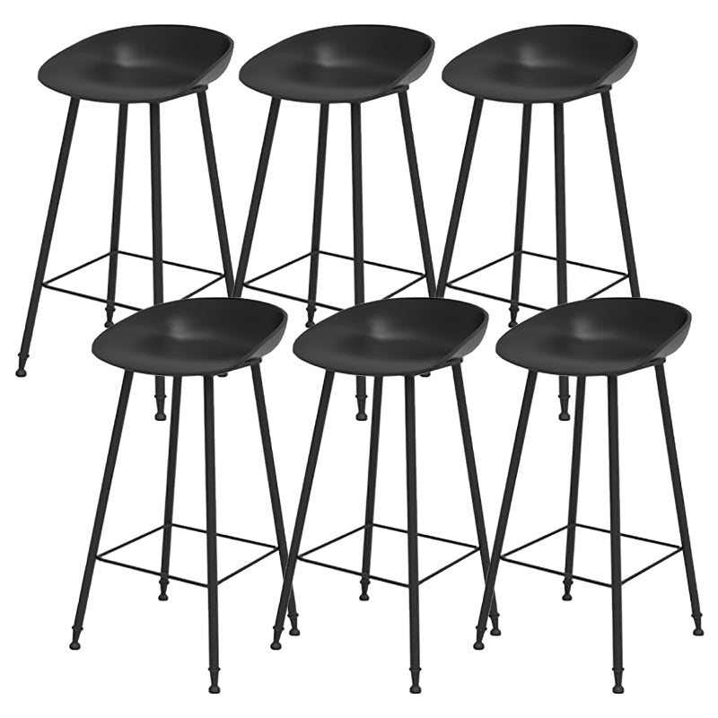 Contemporary Metal Base Indoor Stool PP Plastic Low Back Bar Stool