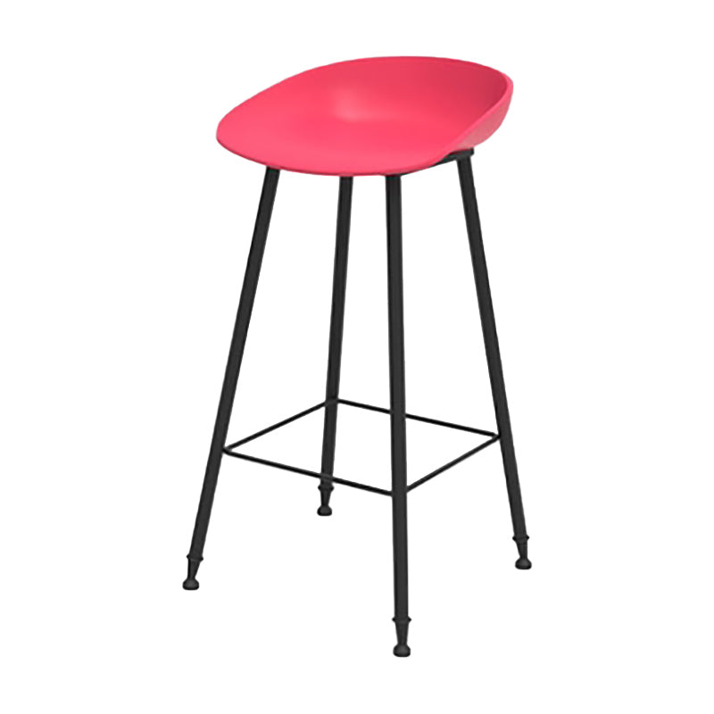 Contemporary Metal Base Indoor Stool PP Plastic Low Back Bar Stool