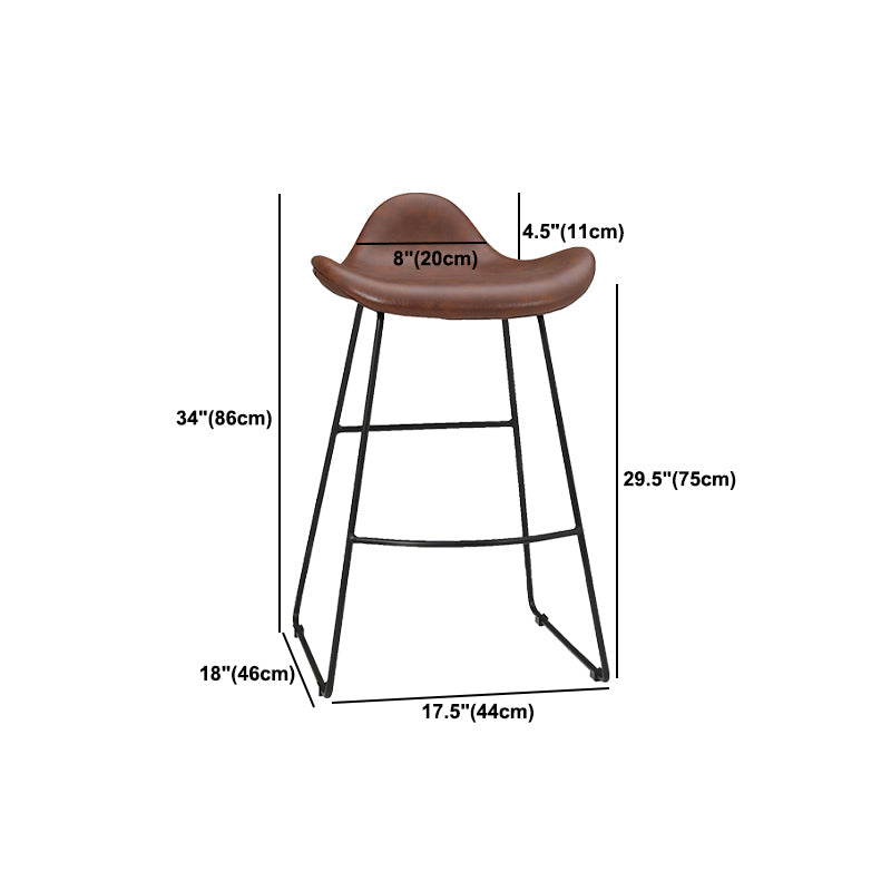 Indoor Footrest Leather Dining Stool Bucket Modern Counter Stool with Metal Base