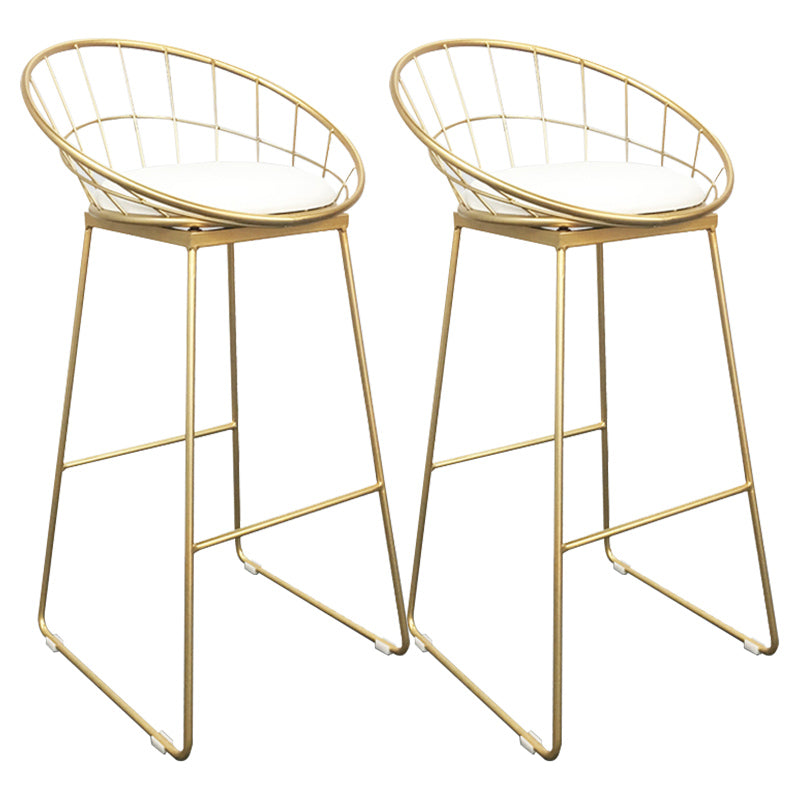Coffee Shop Scandinavian Bar-stool Metal Bucket Footrest Counter-height Stool