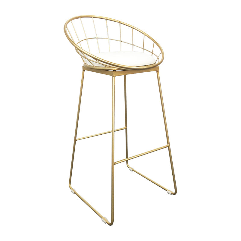 Coffee Shop Scandinavian Bar-stool Metal Bucket Footrest Counter-height Stool
