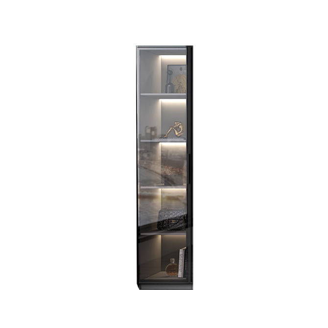 Black Manufactured Wood Cabinet with Glass Doors Modern Storage Cabinet