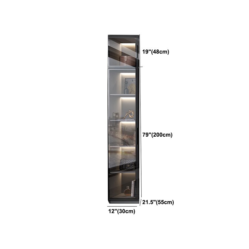 Black Manufactured Wood Cabinet with Glass Doors Modern Storage Cabinet