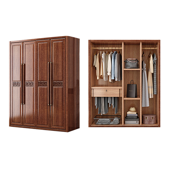 Brown Walnut Wood Storage Cabinet Traditional Cabinet with Drawer