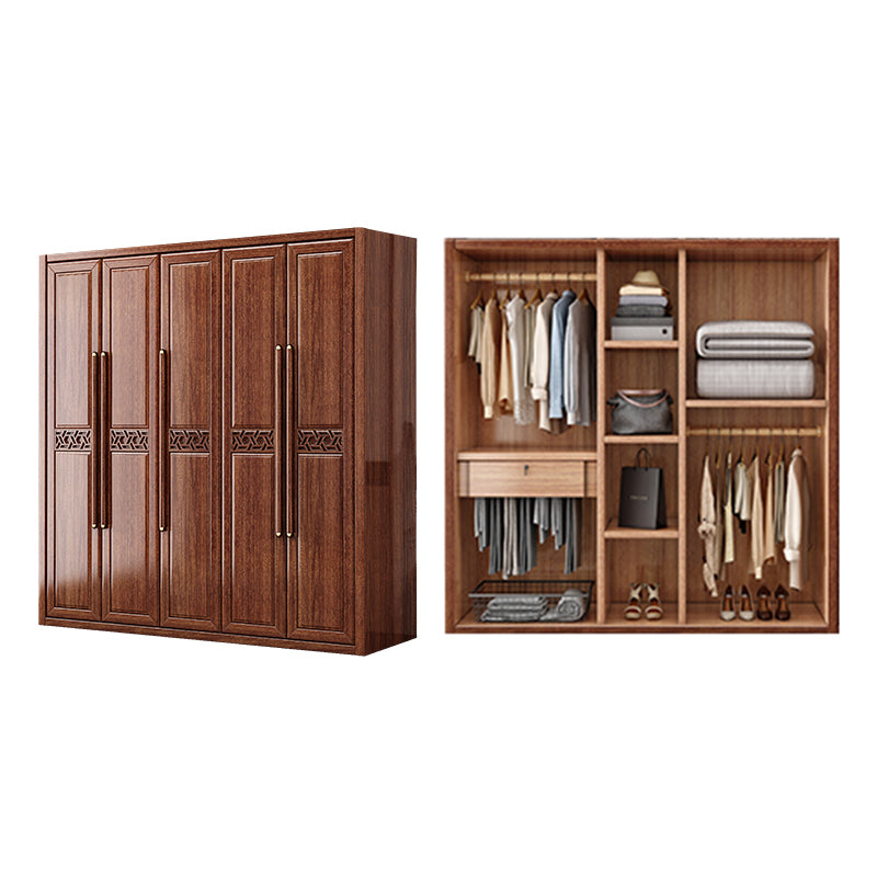 Brown Walnut Wood Storage Cabinet Traditional Cabinet with Drawer