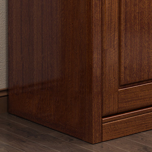 Brown Walnut Wood Storage Cabinet Traditional Cabinet with Drawer