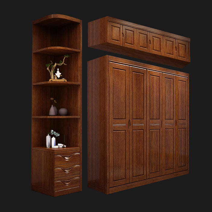 Brown Walnut Wood Storage Cabinet Traditional Cabinet with Drawer