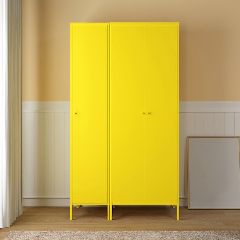 Contemporary Wardrobe Cabinet with Adjustable Shelves Steel Wardrobe Armoire