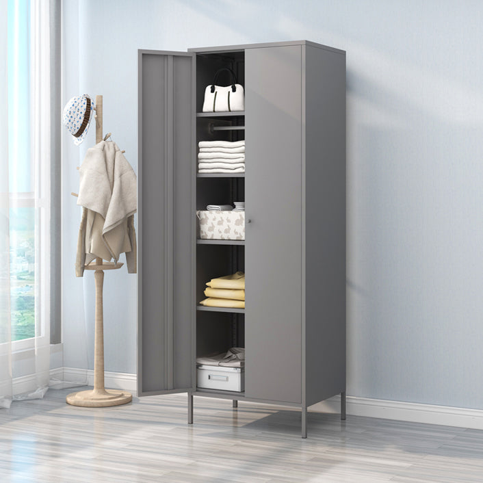 Contemporary Wardrobe Cabinet with Adjustable Shelves Steel Wardrobe Armoire