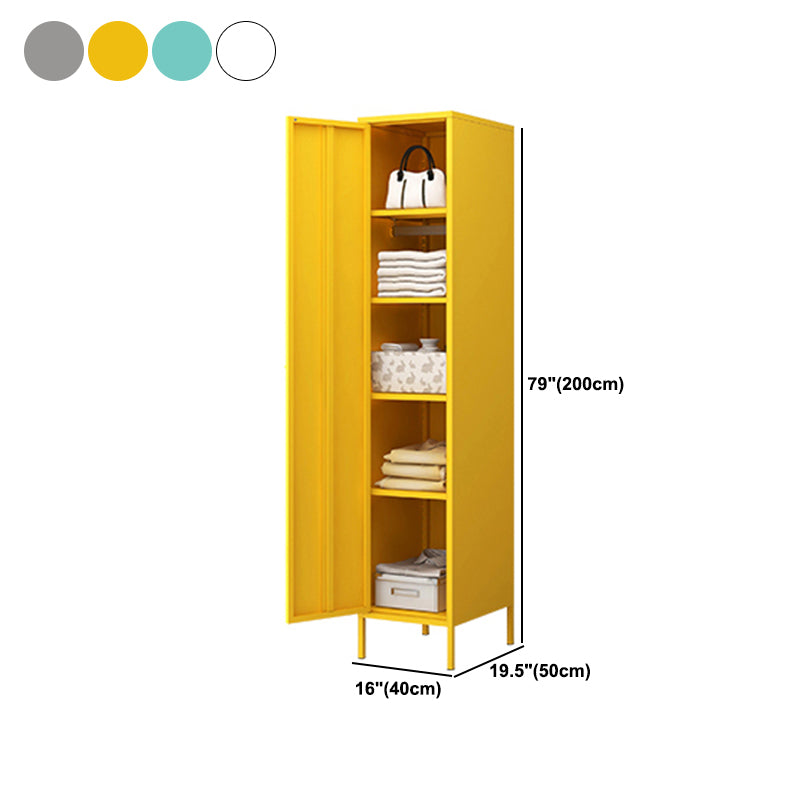 Contemporary Wardrobe Cabinet with Adjustable Shelves Steel Wardrobe Armoire