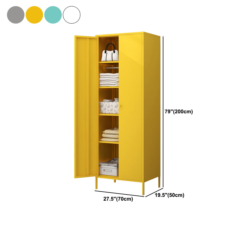Contemporary Wardrobe Cabinet with Adjustable Shelves Steel Wardrobe Armoire