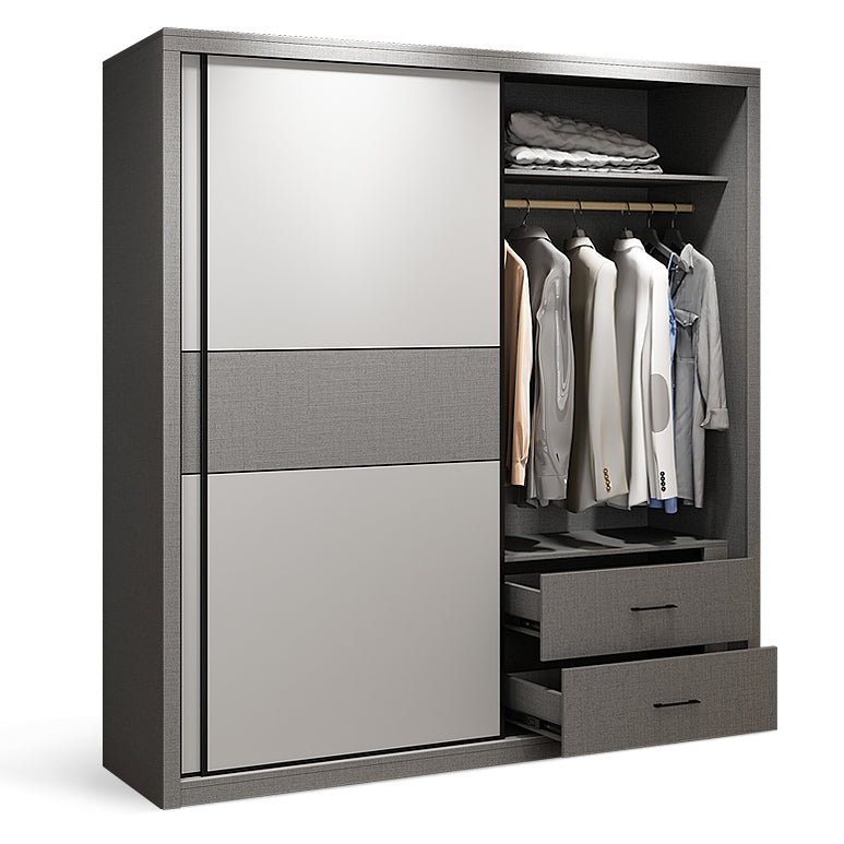 Modern Style Wooden Wardrobe White Colour Wardrobe Closet with Sliding Door