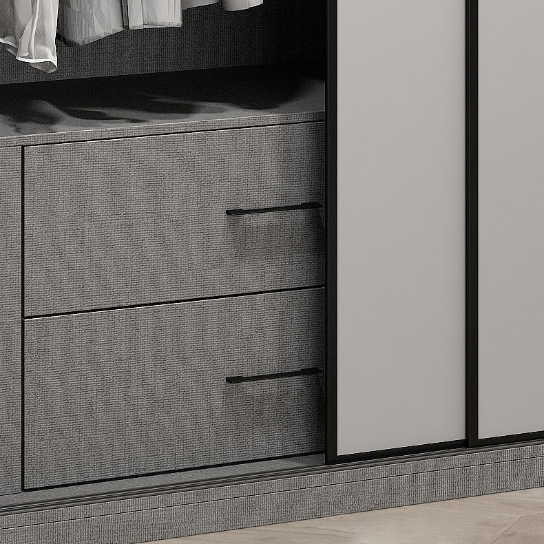 Modern Style Wooden Wardrobe White Colour Wardrobe Closet with Sliding Door