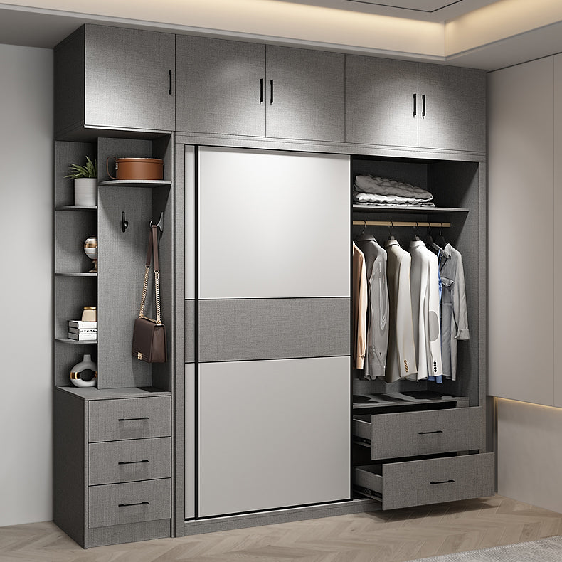 Modern Style Wooden Wardrobe White Colour Wardrobe Closet with Sliding Door