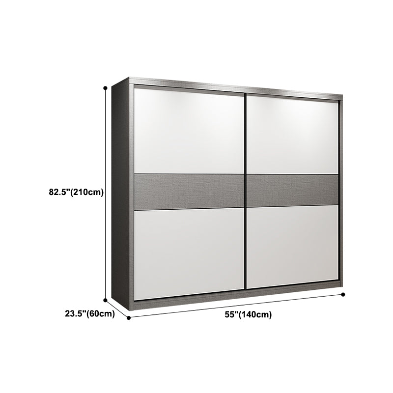 Modern Style Wooden Wardrobe White Colour Wardrobe Closet with Sliding Door