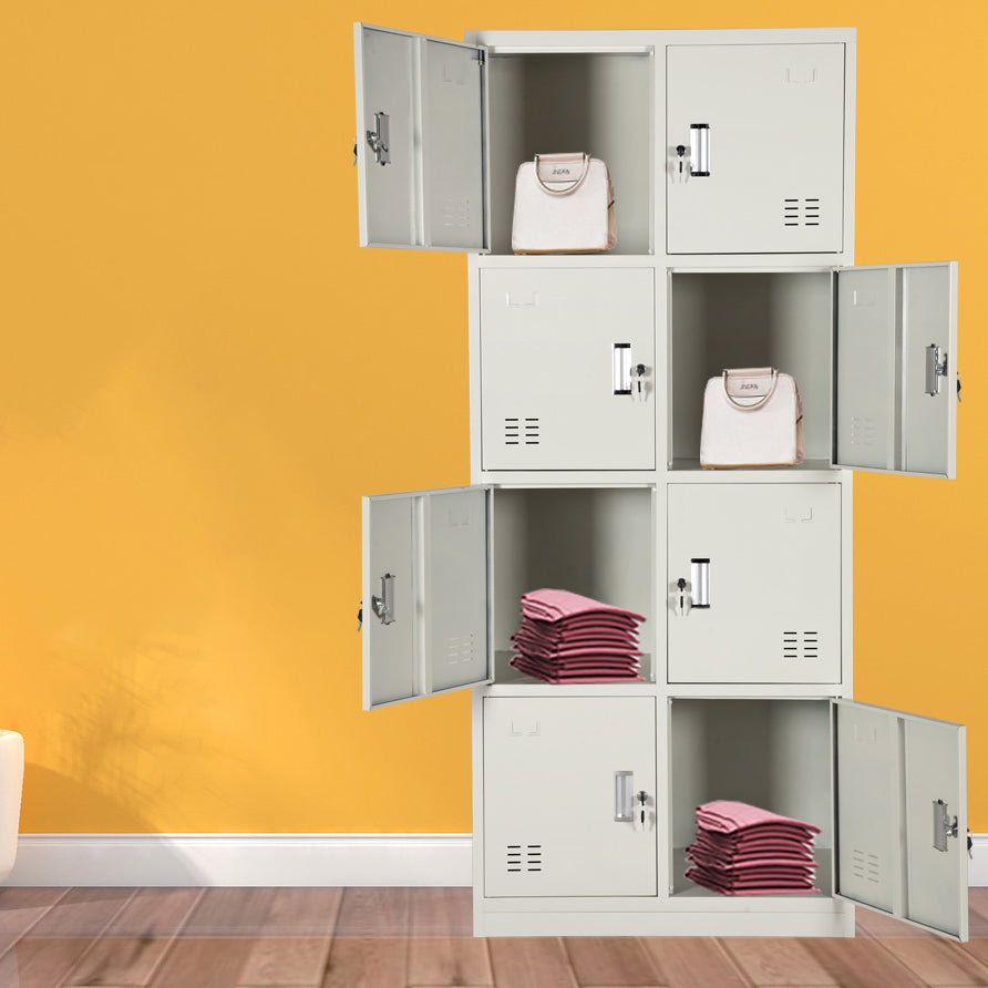 Gray Hinged Wardrobe Closet Contemporary Steel Wardrobe Cabinet