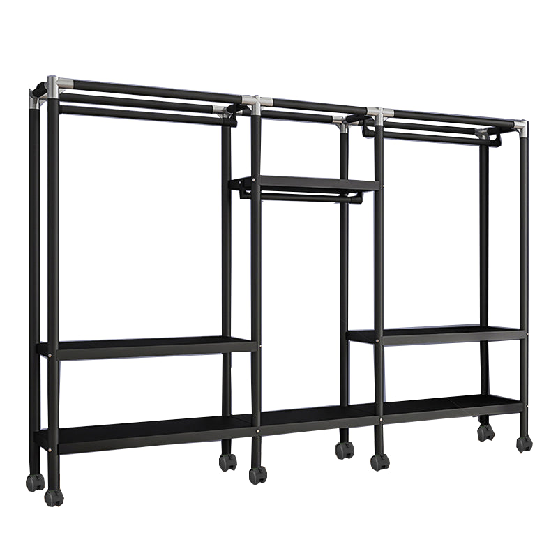 Contemporary Style Wardrobe Armoire Metal Frame Armoire with Garment Rod for Home