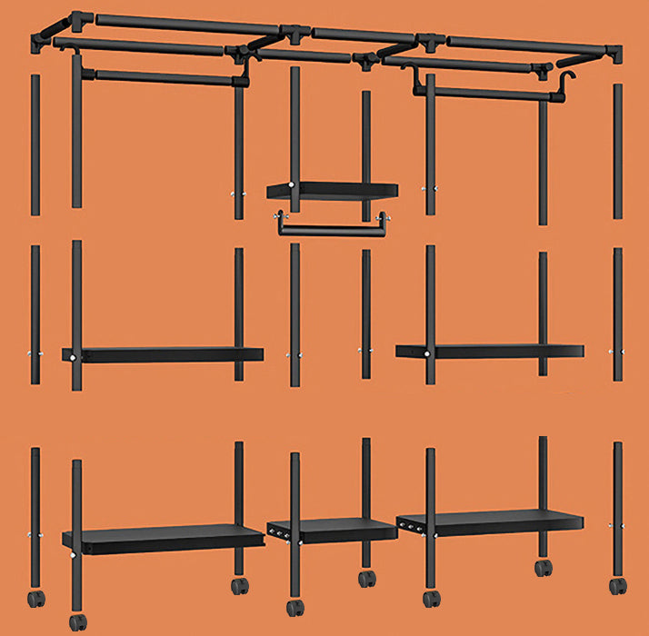 Contemporary Style Wardrobe Armoire Metal Frame Armoire with Garment Rod for Home