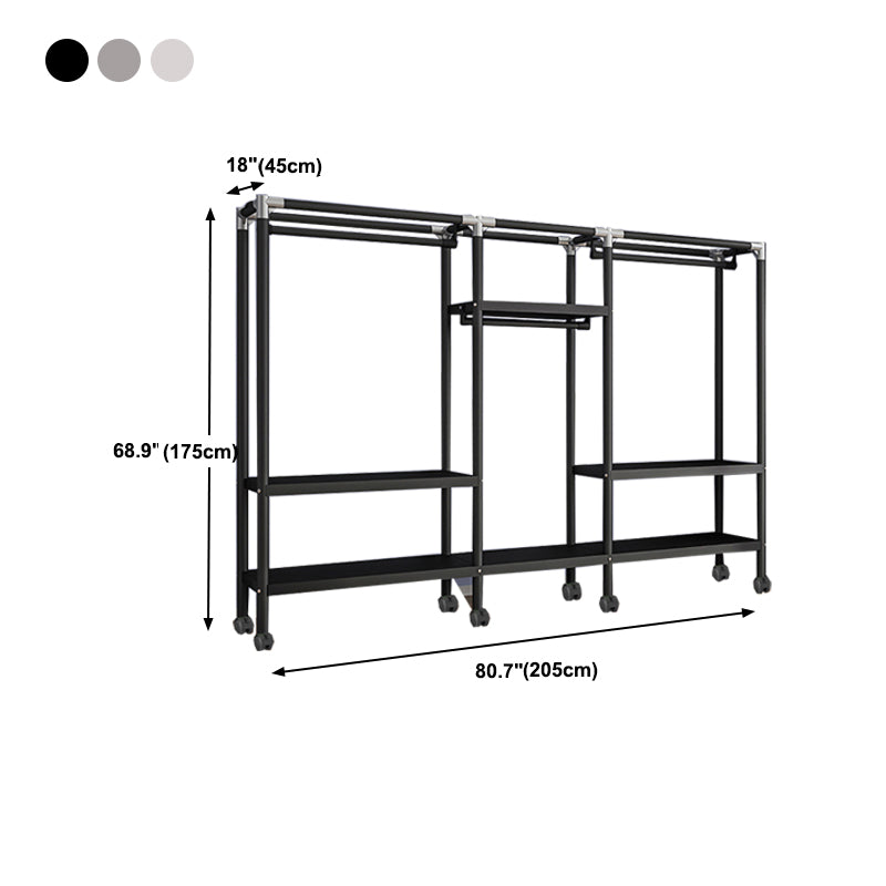 Contemporary Style Wardrobe Armoire Metal Frame Armoire with Garment Rod for Home