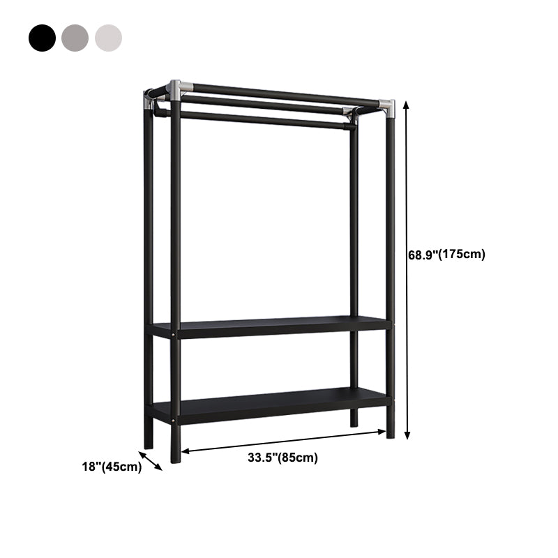 Contemporary Style Wardrobe Armoire Metal Frame Armoire with Garment Rod for Home