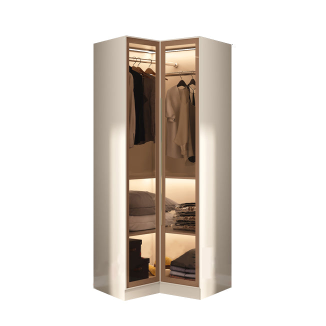 Contemporary Style Wardrobe Armoire Glass Door Armoire with Garment Rod for Home