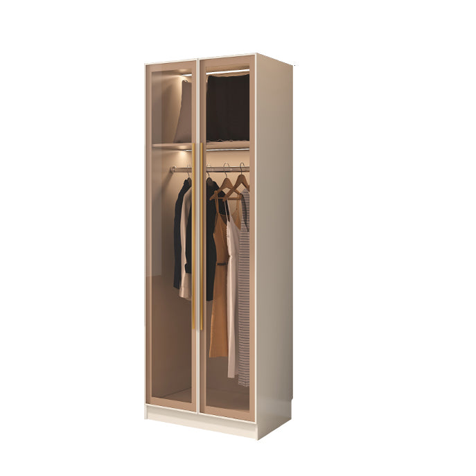 Contemporary Style Wardrobe Armoire Glass Door Armoire with Garment Rod for Home