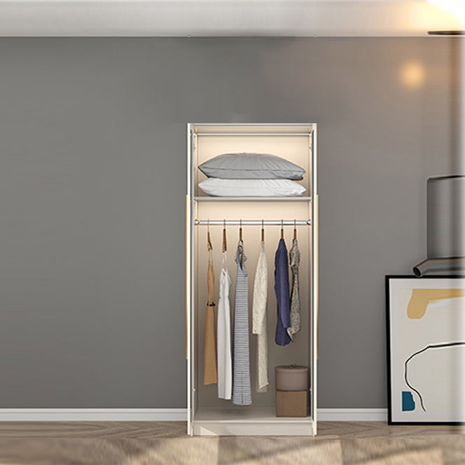 Contemporary Style Wardrobe Armoire Glass Door Armoire with Garment Rod for Home