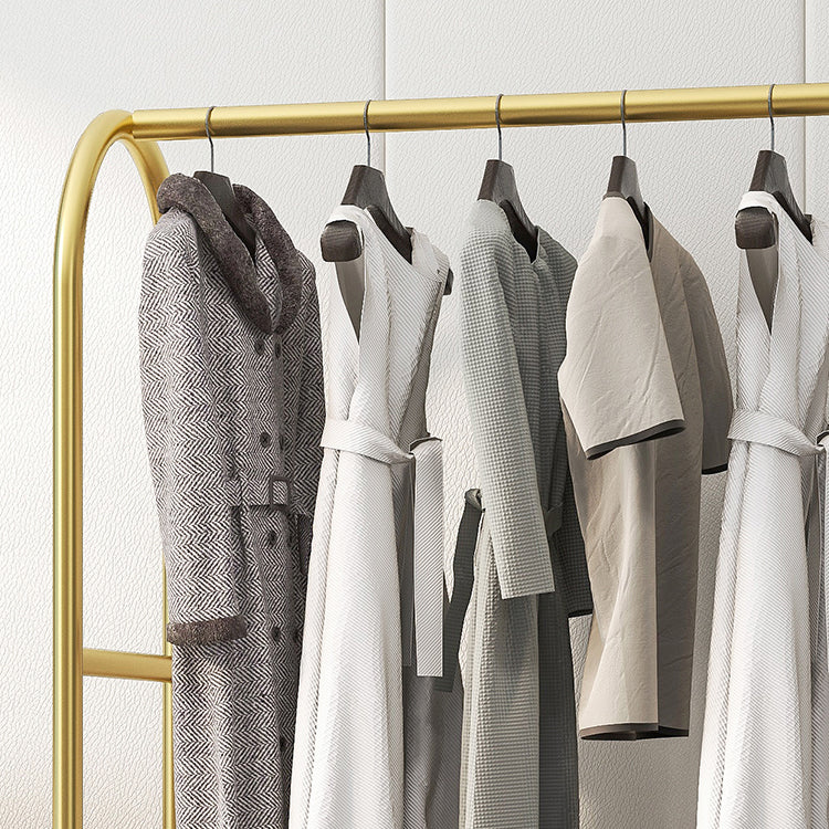 Modern Plain Clothes Hanger Storage Shelving Metal Coat Rack with Castors