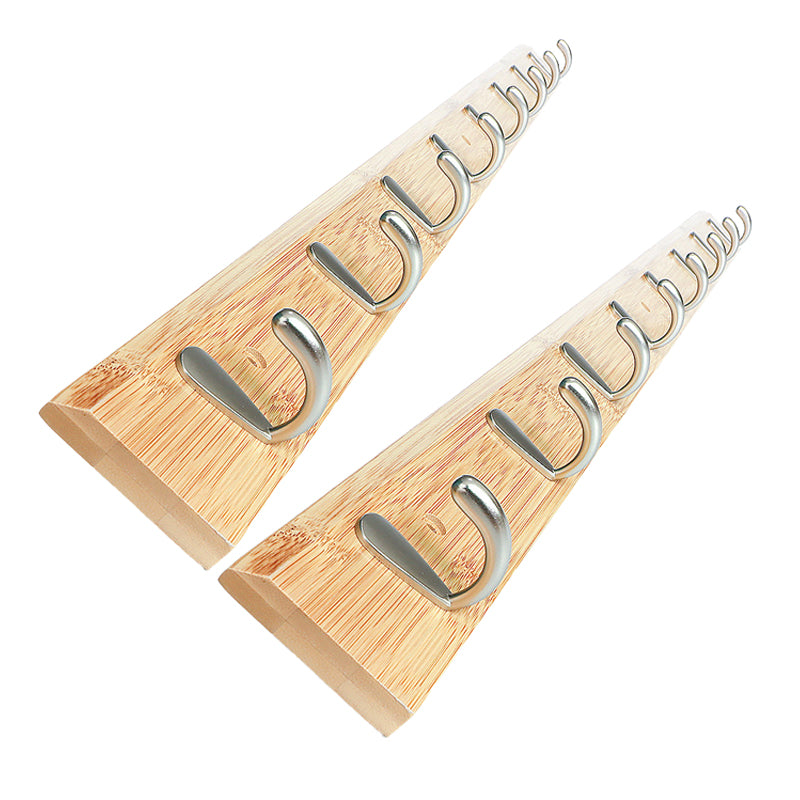 Modern Wood Coat Rack Wall-Mounted with Hooks Entry Hall Tree