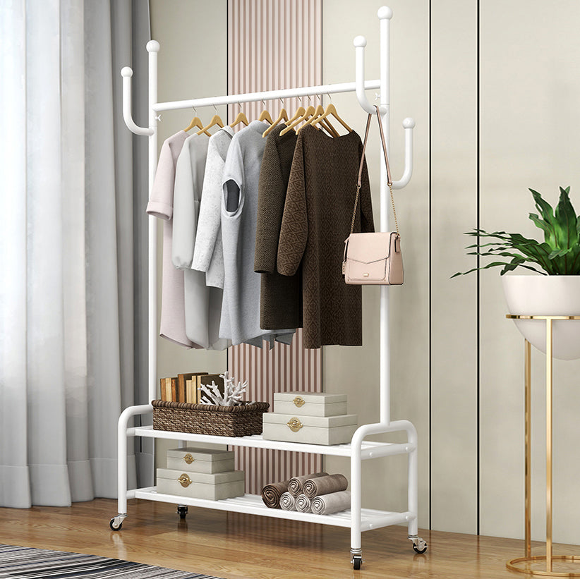 Industrial Style Coat Rack Metal Free Standing Hooks Design Coat Rack on Wheels