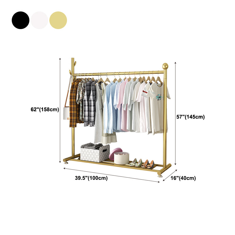 Modern Entryway Kit Metal Hanging Rail Lower Shelf and 2 Hooks Coat Hanger