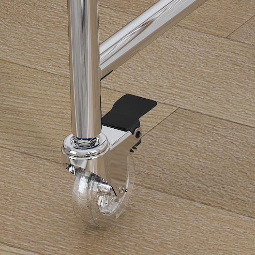 Industrial Coat Hanger Silver Metal Storage Coat Rack with Castors