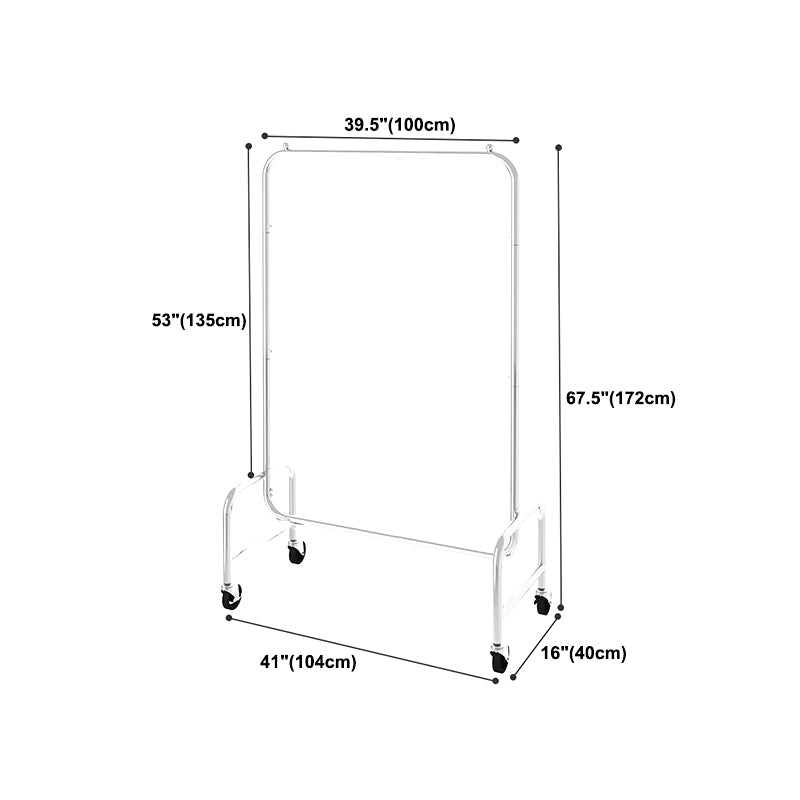 Industrial Coat Hanger Silver Metal Storage Coat Rack with Castors