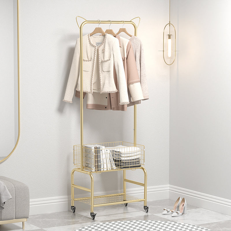 Glam Metallic Coat Hanger Free Standing Movable Coat Rack for Bedroom