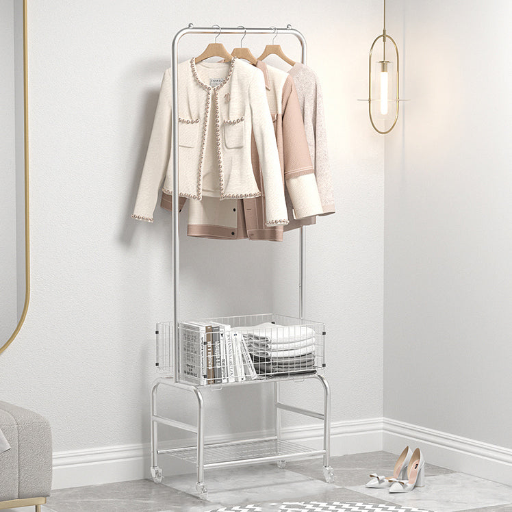 Glam Metallic Coat Hanger Free Standing Movable Coat Rack for Bedroom