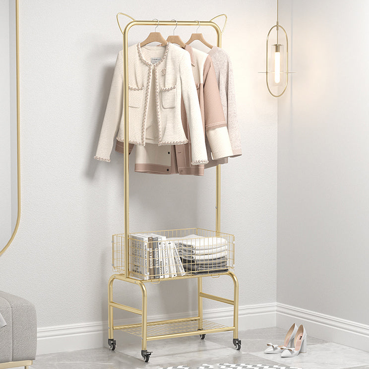 Glam Metallic Coat Hanger Free Standing Movable Coat Rack for Bedroom