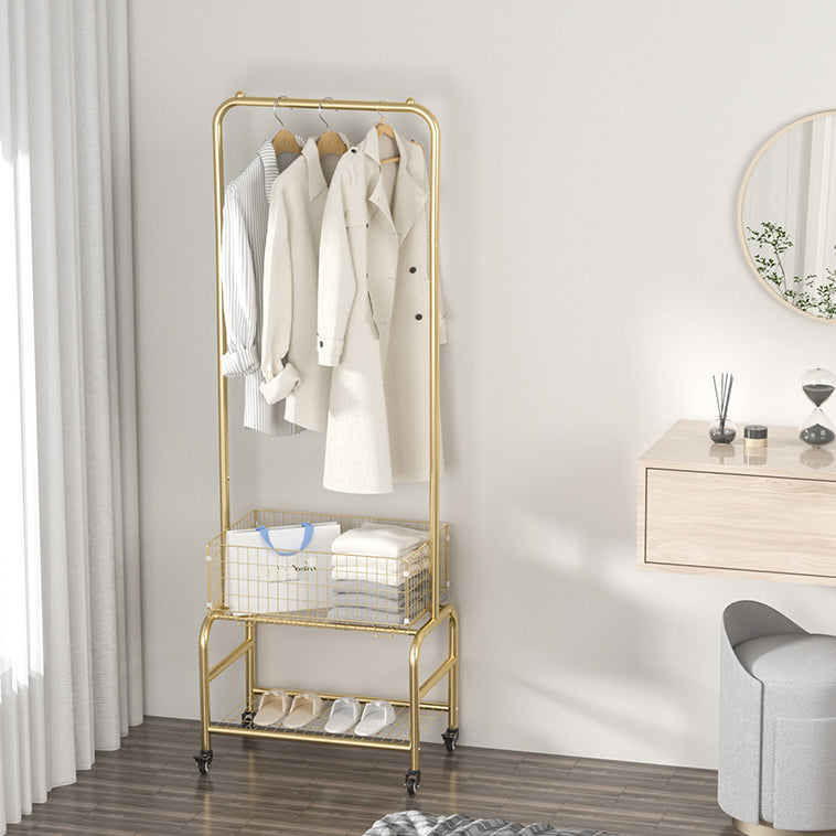 Glam Metallic Coat Hanger Free Standing Movable Coat Rack for Bedroom