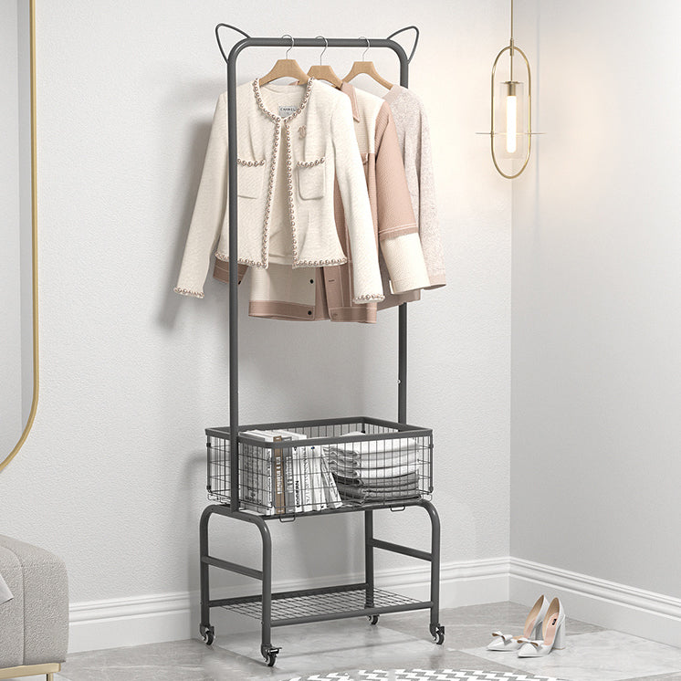 Glam Metallic Coat Hanger Free Standing Movable Coat Rack for Bedroom