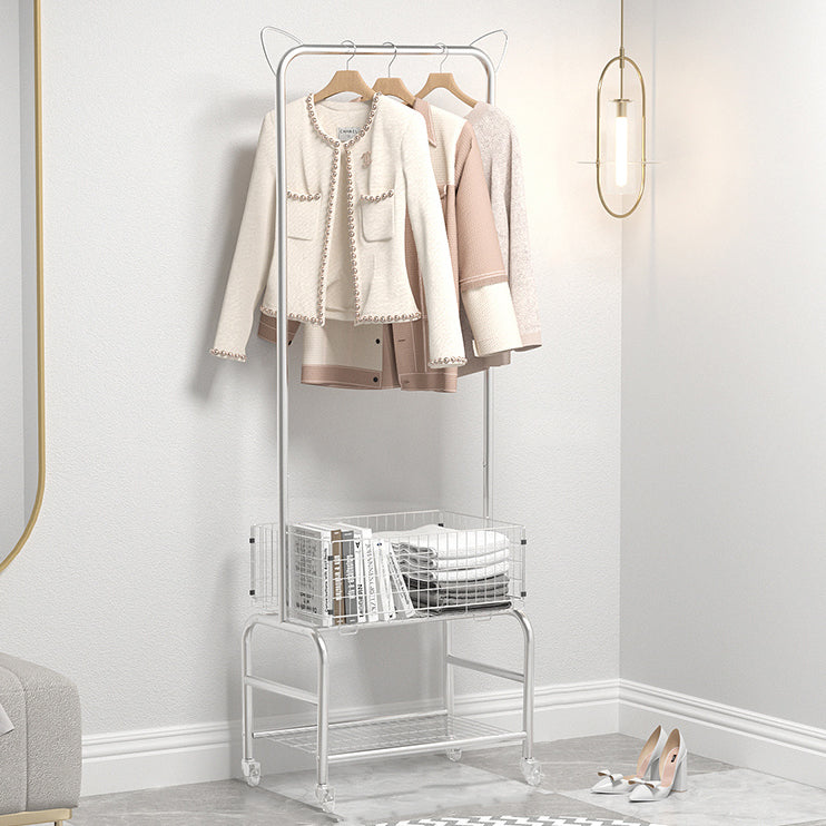 Glam Metallic Coat Hanger Free Standing Movable Coat Rack for Bedroom
