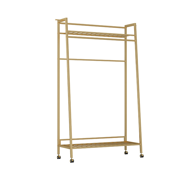 Glam Metal Hall Stand Hanging Rail Storage Shelving and 2 Hooks Coat Hanger