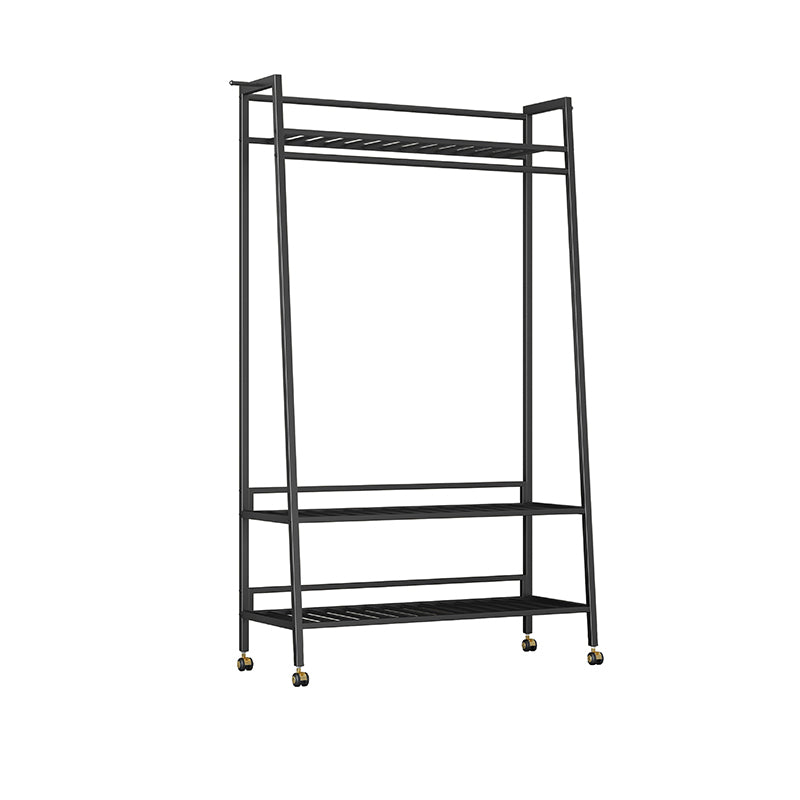Glam Metal Hall Stand Hanging Rail Storage Shelving and 2 Hooks Coat Hanger