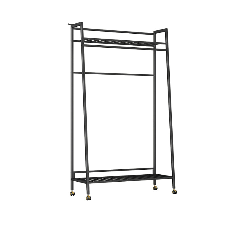 Glam Metal Hall Stand Hanging Rail Storage Shelving and 2 Hooks Coat Hanger