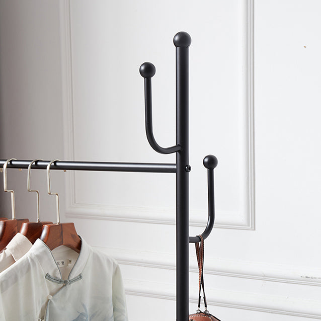 Popular Metal Coat Hanger Storage Basket Solid Color Coat Rack with Castors