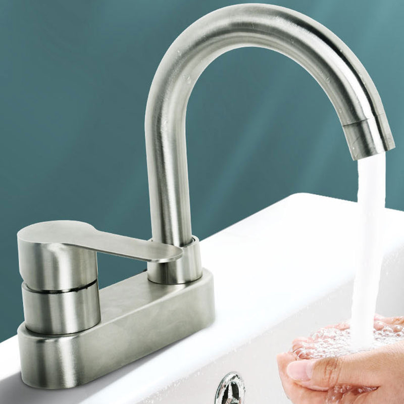 Square 1-Handle Bathroom Faucet 2 Hole Centerset Bathroom Faucet with Stainless Steel