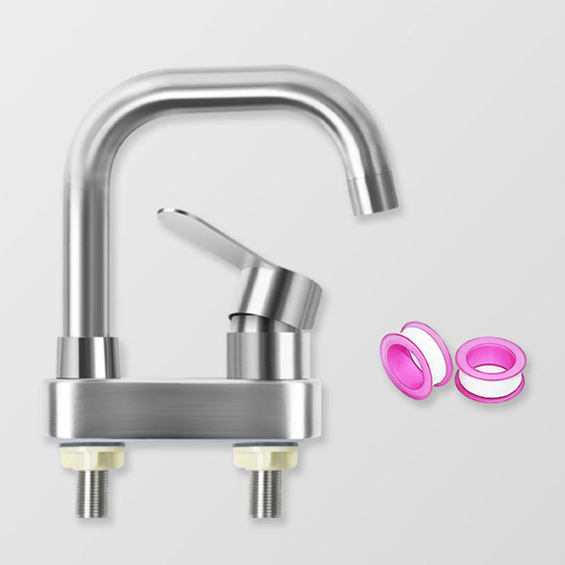 Square 1-Handle Bathroom Faucet 2 Hole Centerset Bathroom Faucet with Stainless Steel