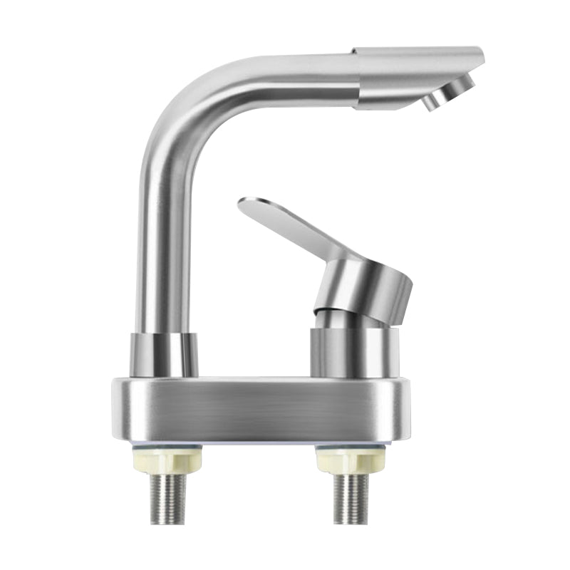 Square 1-Handle Bathroom Faucet 2 Hole Centerset Bathroom Faucet with Stainless Steel