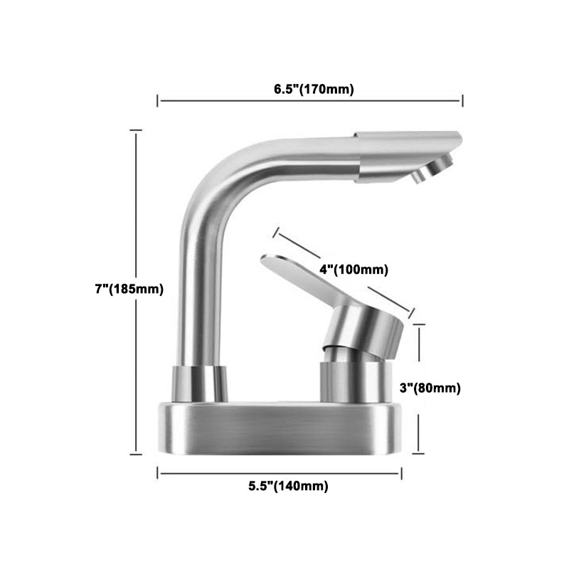 Square 1-Handle Bathroom Faucet 2 Hole Centerset Bathroom Faucet with Stainless Steel