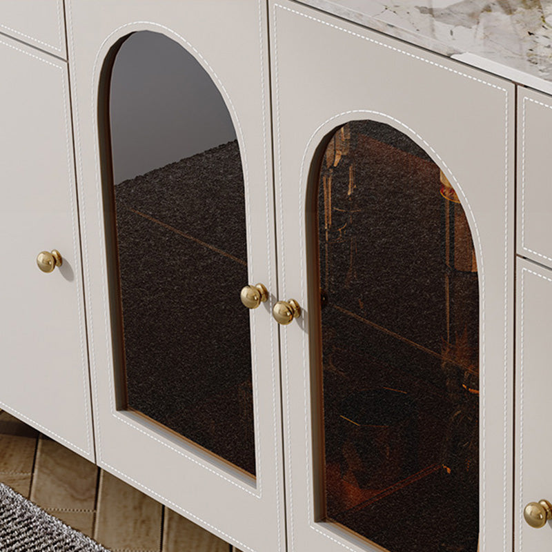 Modern Sideboard Buffet 2-Drawer and 4-Door Buffet Table with LED Lights